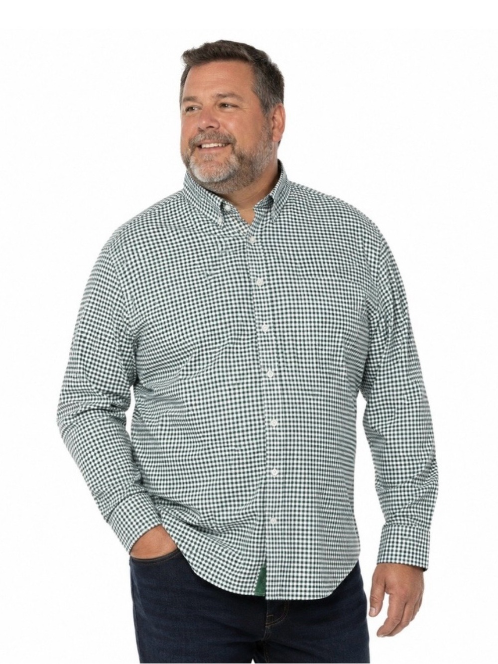 UNTUCKit Michael WF Green Gingham Long-Sleeve Button-Down Performance Shirt XL